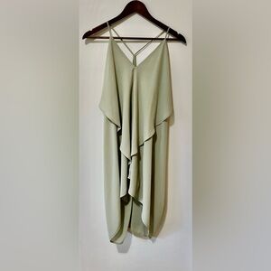 Revamped| Elegant Sage Green Flowing Sleeveless Mini Dress Sz S Brand NEW w/Tags